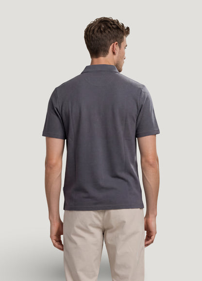 Polo manga corta algodón pima azul plomo