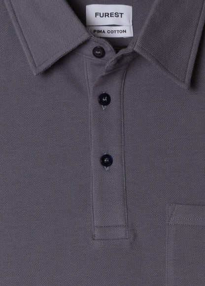 Polo manga corta algodón pima azul plomo