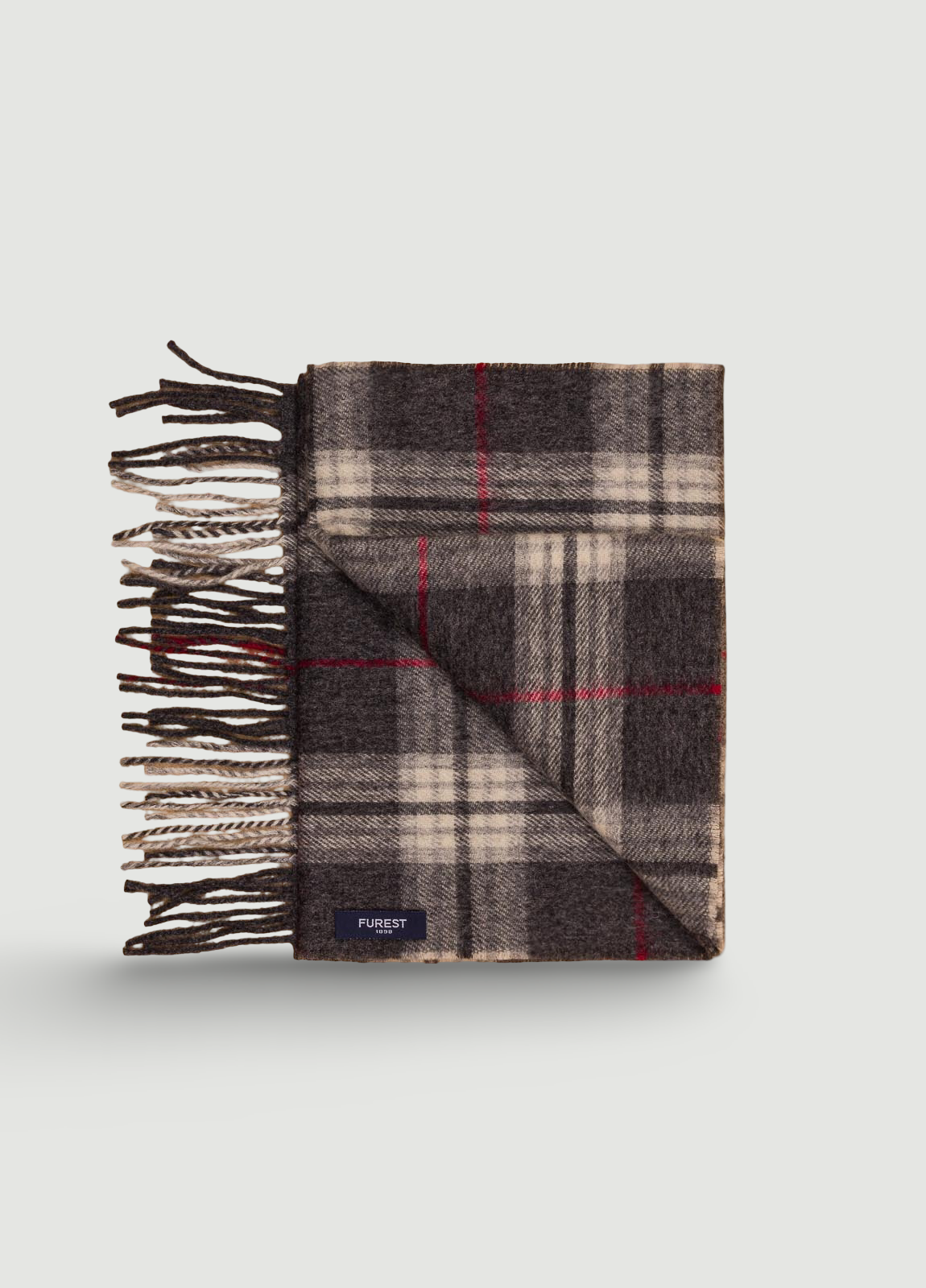 Bufanda lana cuadros marino y marrón