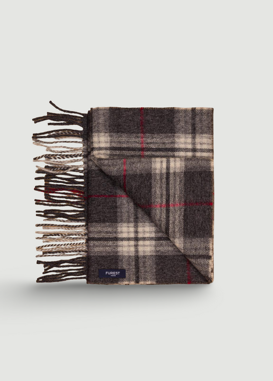 Bufanda lana cuadros marino y marrón