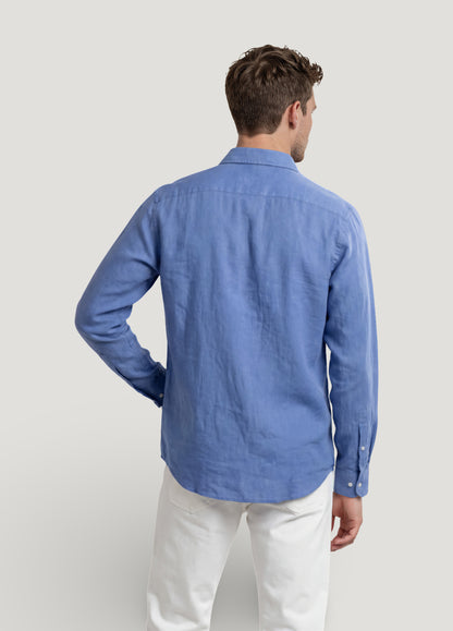 Camisa sport lino azul tinta