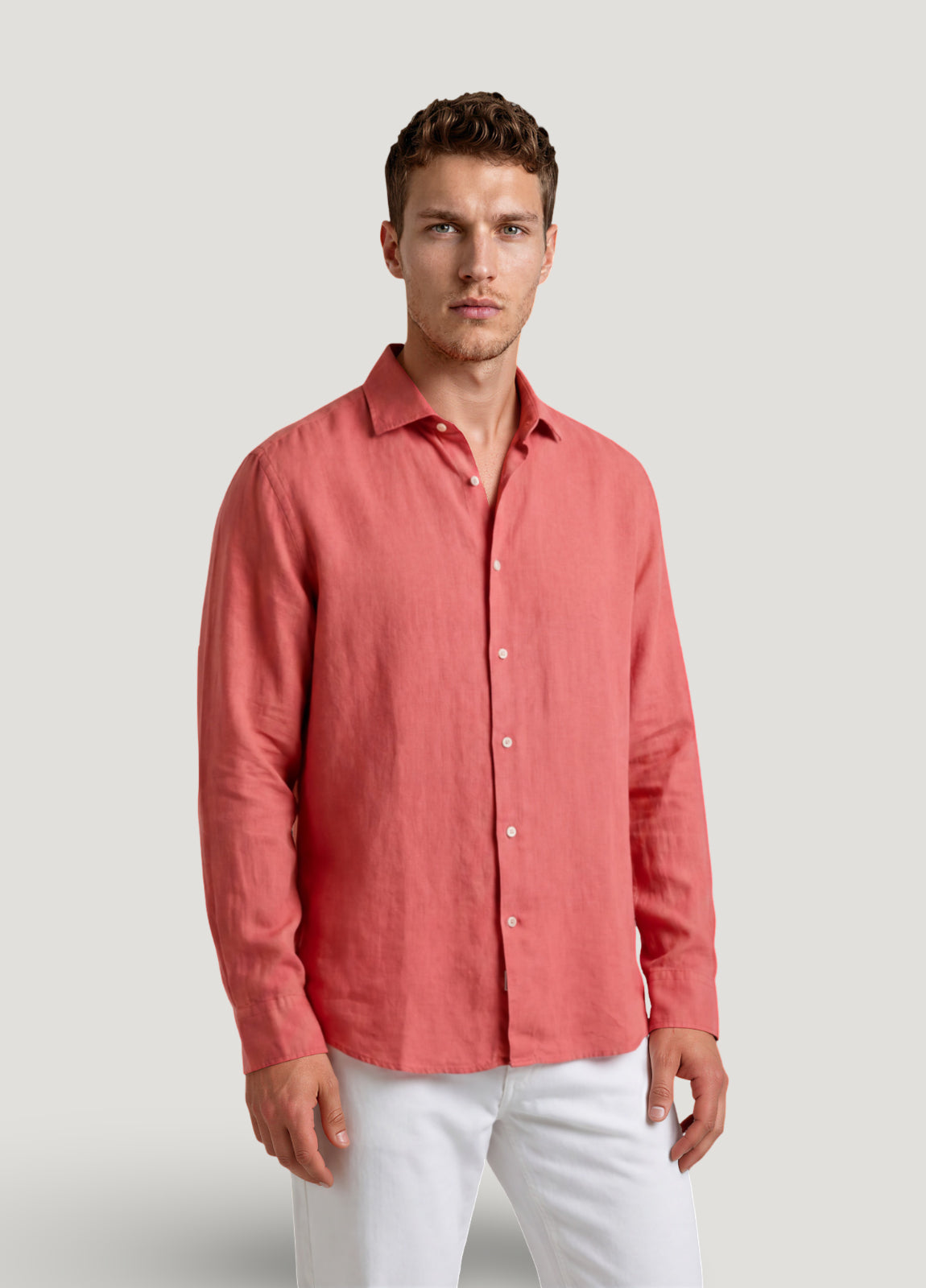 Camisa sport lino coral