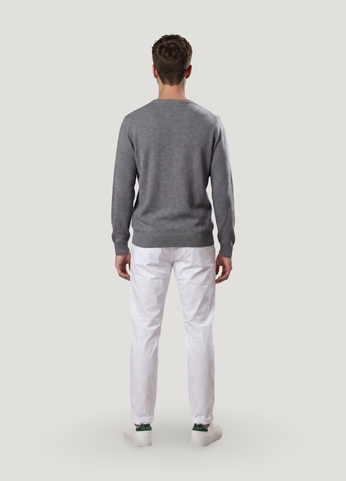 Jersey cuello redondo punto de arroz gris medio