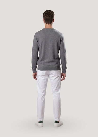 Jersey cuello redondo punto de arroz gris medio