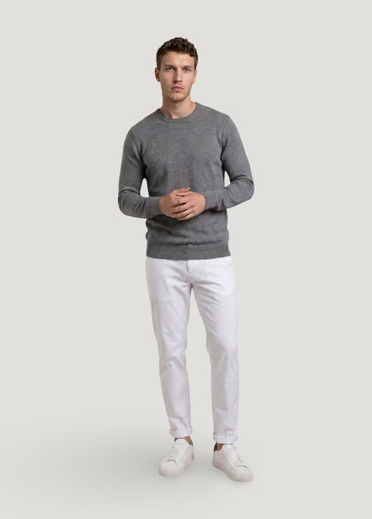 Jersey cuello redondo punto de arroz gris medio
