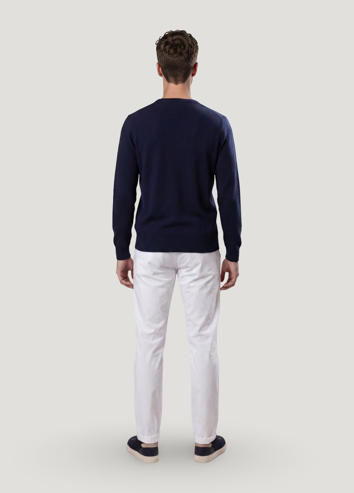 Navy Rice Stitch Crew Neck Jumper