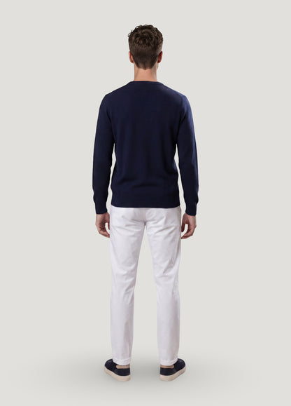 Navy Rice Stitch Crew Neck Jumper