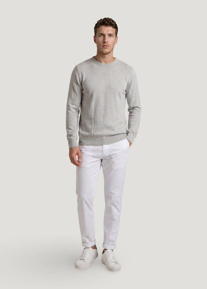 Jersey cuello redondo punto de arroz gris perla