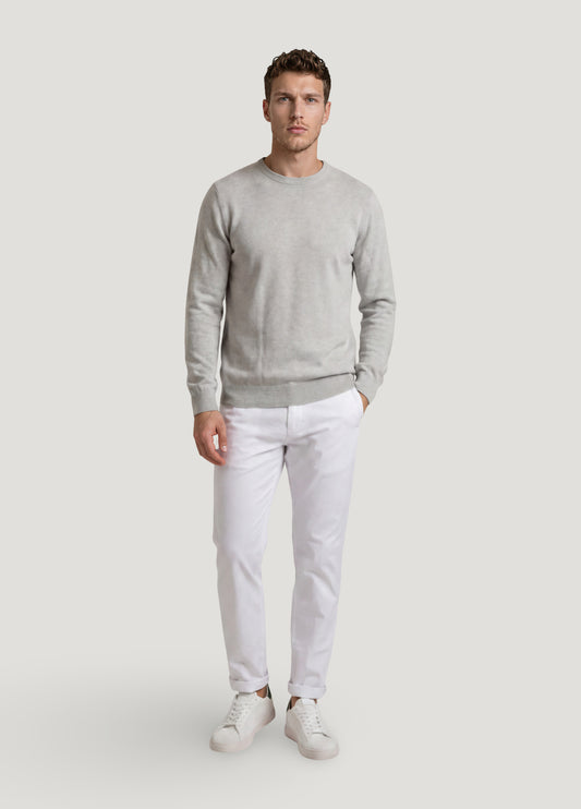 Jersey cuello redondo punto de arroz gris perla