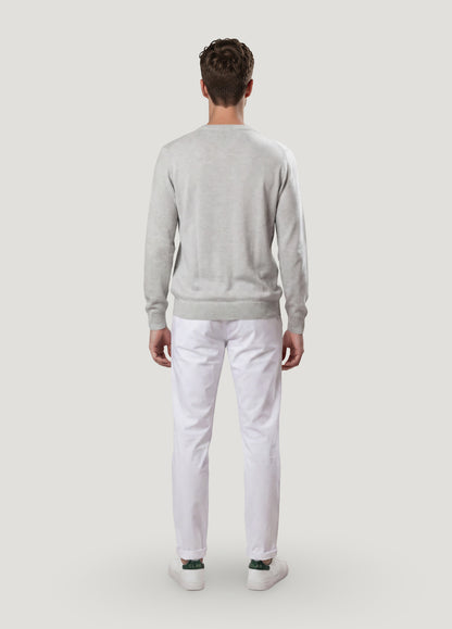 Jersey cuello redondo punto de arroz gris perla
