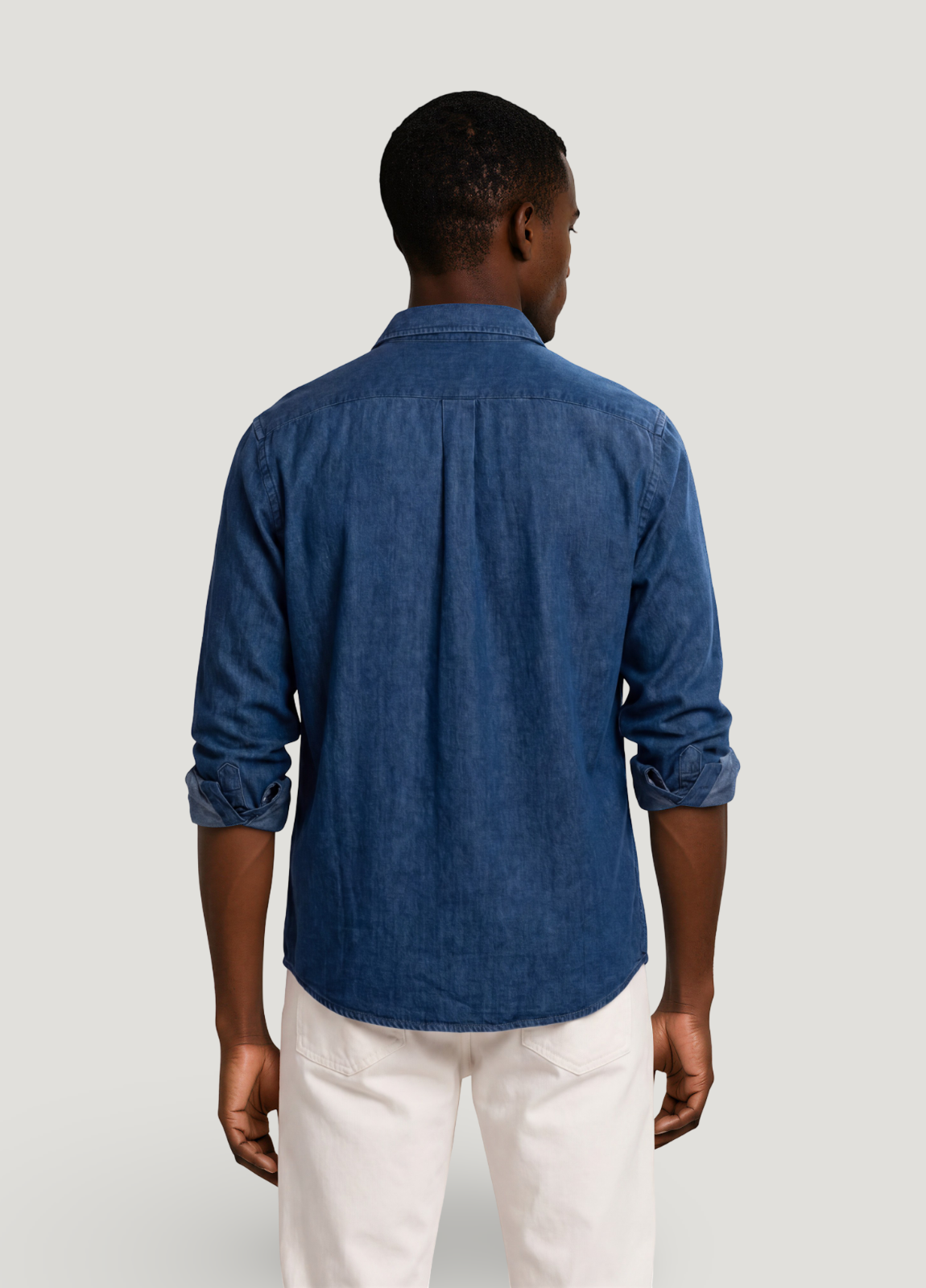 Camisa algodón y lino denim lavada