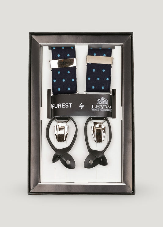 Navy polka dot suspenders