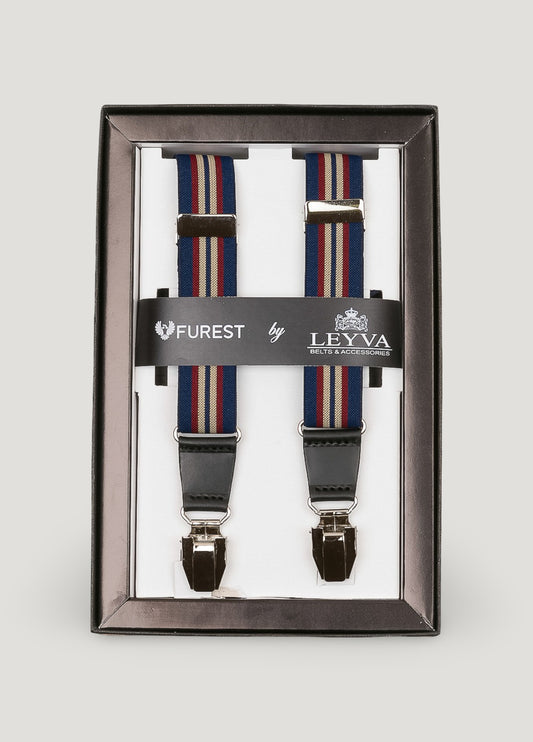 Blue striped suspenders