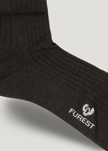Long charcoal grey sock made of Scottish yarn