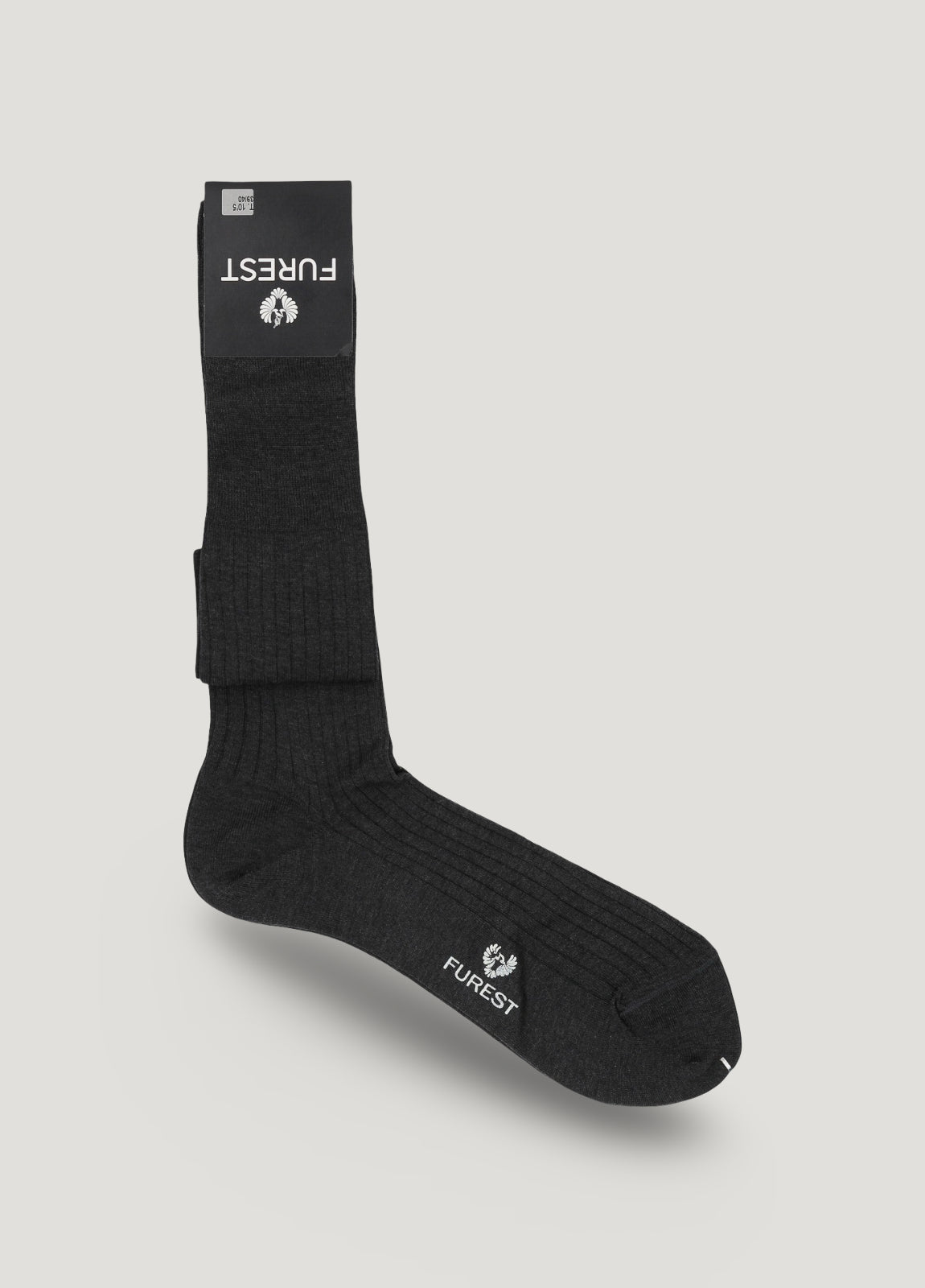 Long charcoal grey sock made of Scottish yarn