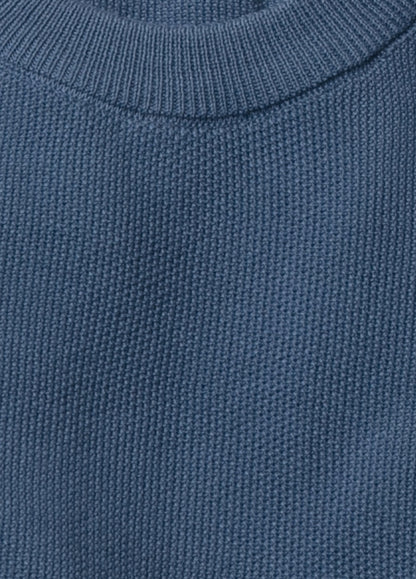 Jersey cuello redondo punto arroz azul