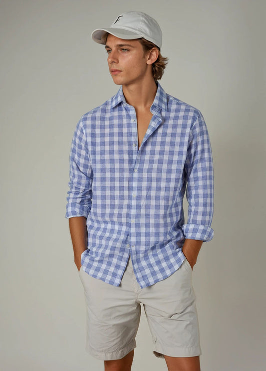 Camisa sport cuadro  azul