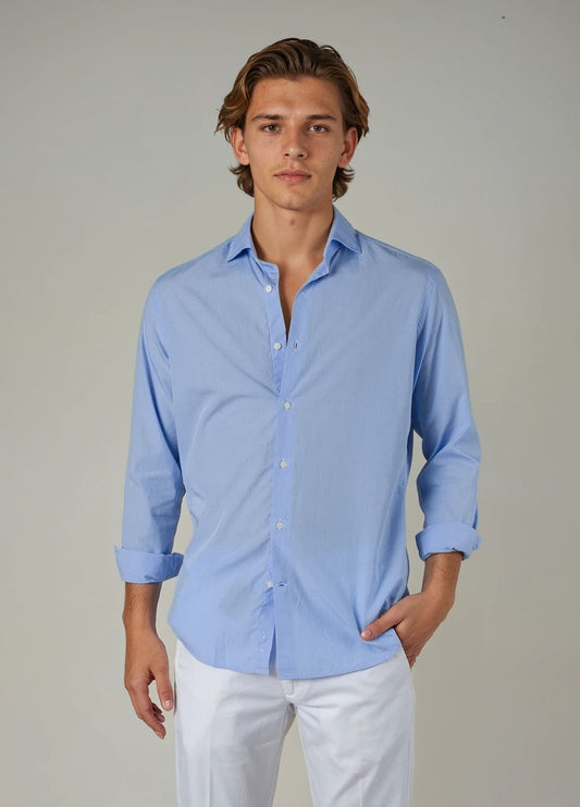 Camisa sport micro cuadrito azul