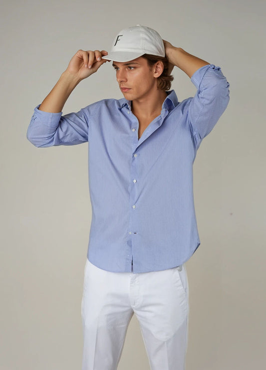 Camisa sport micro raya azul