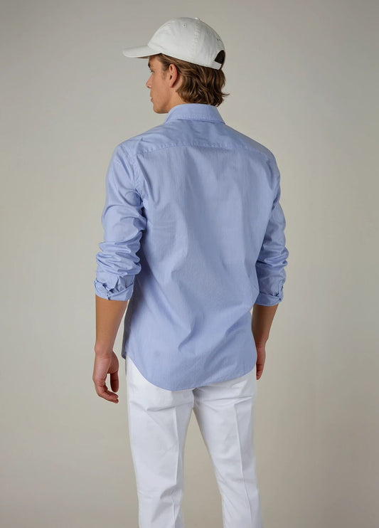 Camisa sport micro raya azul