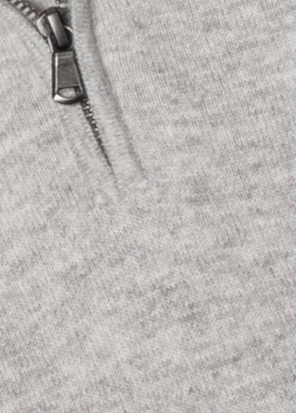 Jersey cuello zip lana gris perla