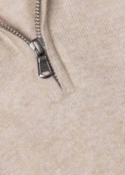 Jersey cuello zip lana beige