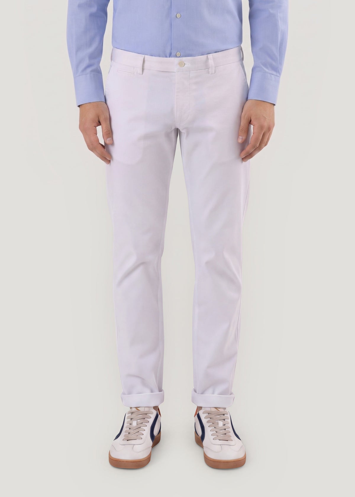 White casual chino pants