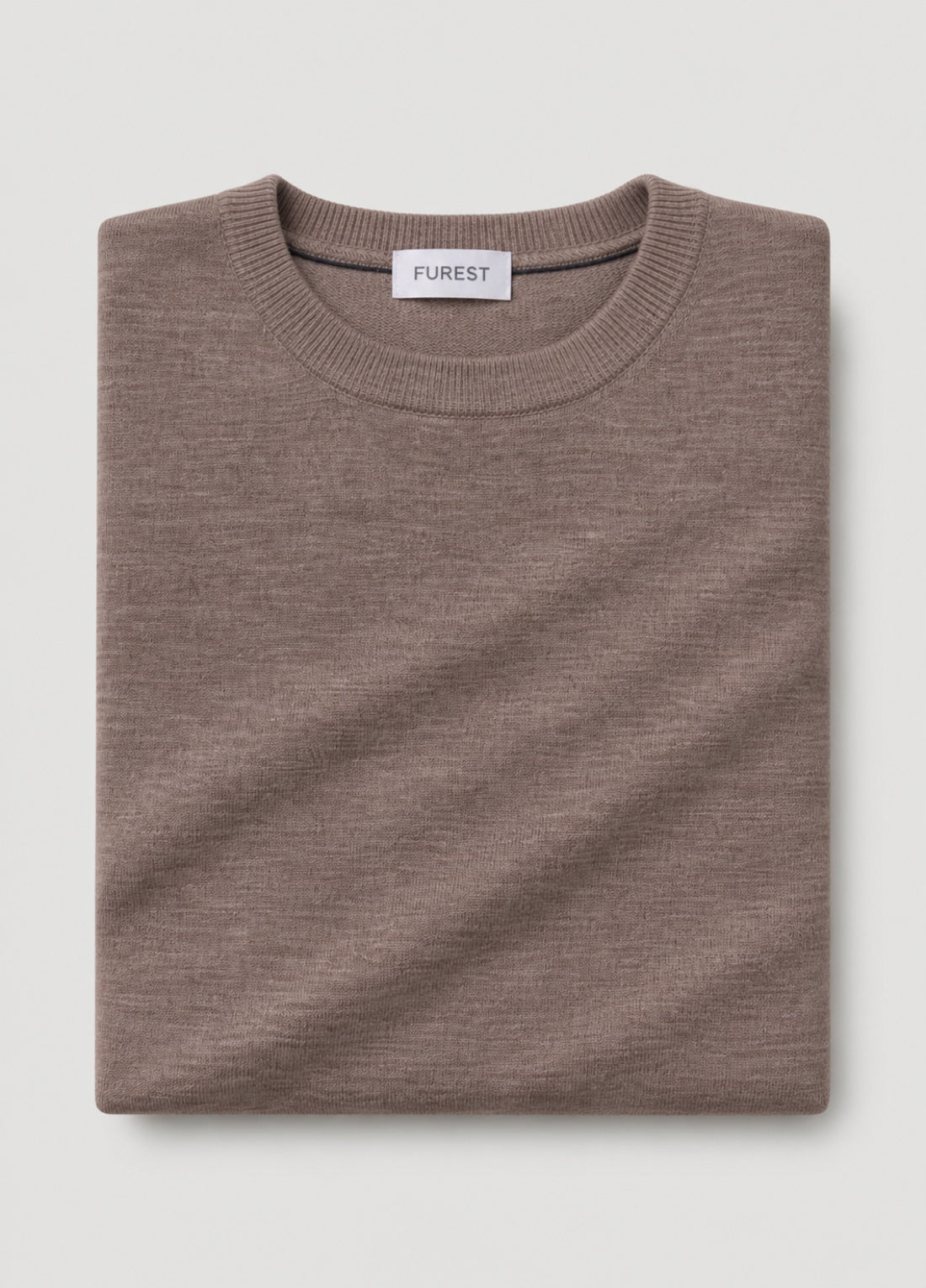Jersey cuello redondo lana merino marron