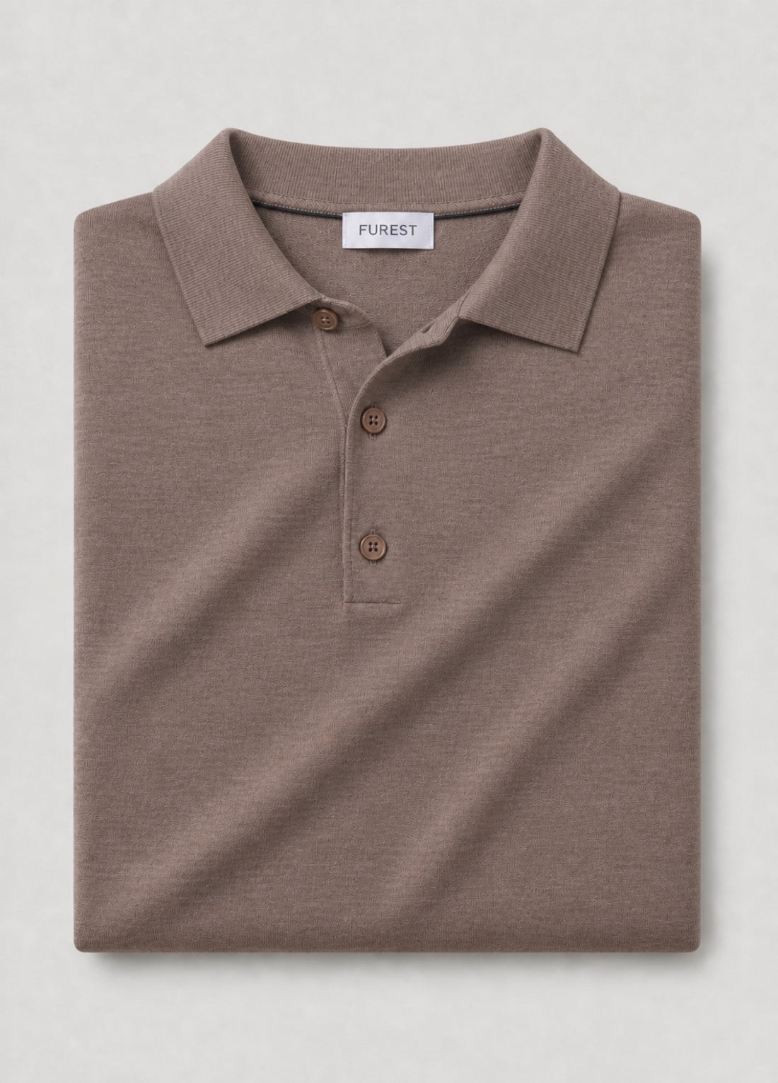 Jersey cuello polo lana merino marron