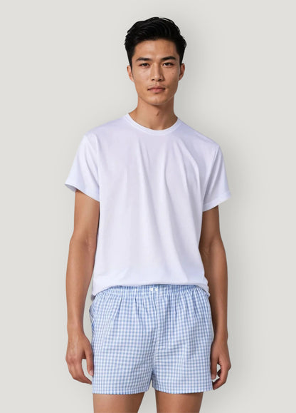 Boxer shorts in light blue gingham