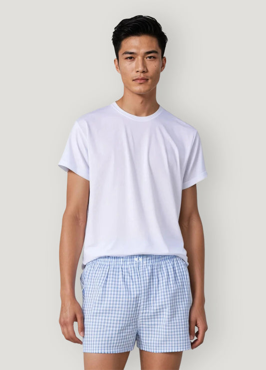 Boxer shorts in light blue gingham