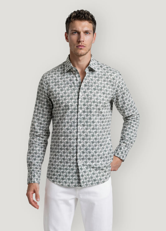 Camisa sport estampado flor verde