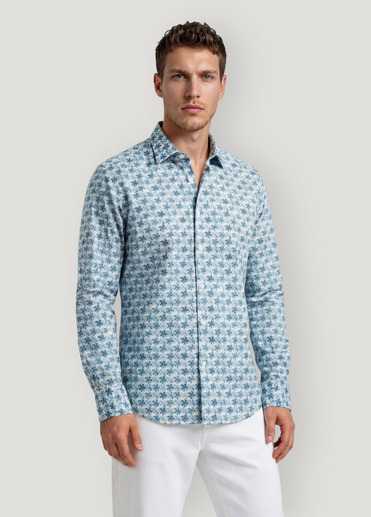 Camisa sport estampado flor azul