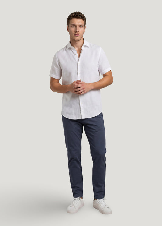 Camisa sport manga corta lino blanca