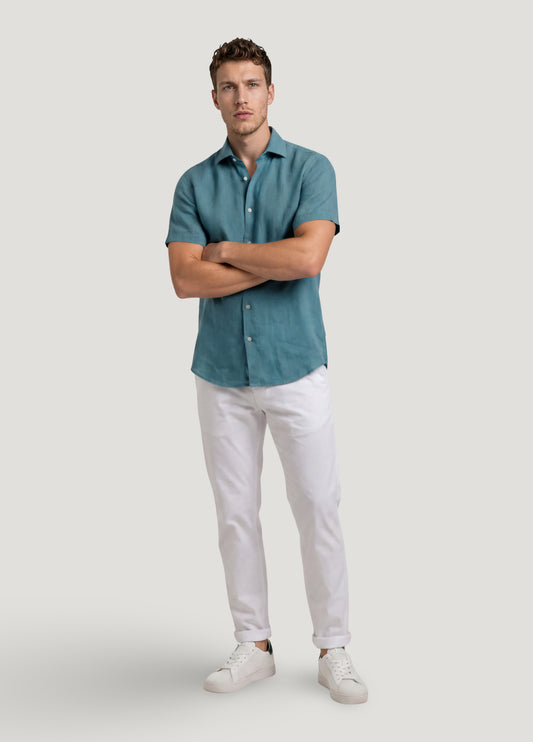 Camisa sport manga corta lino verde
