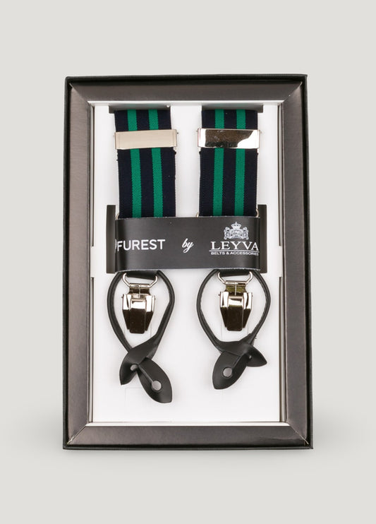 Green striped suspenders