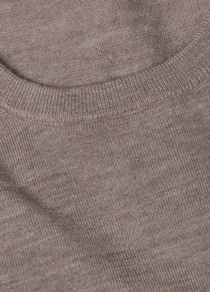 Jersey cuello redondo lana merino tostado