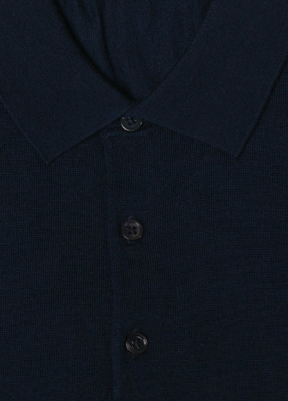 Jersey cuello polo lana merino azul marino