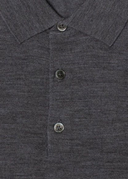 Jersey cuello polo lana merino gris oscuro