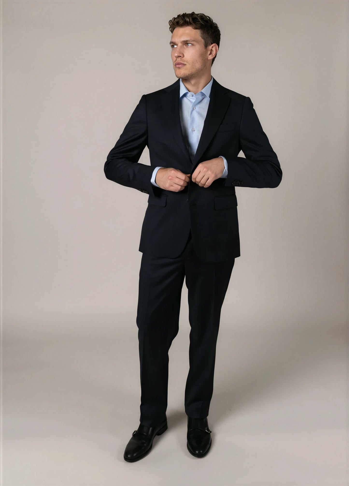 Traje vestir micrograbado azul marino