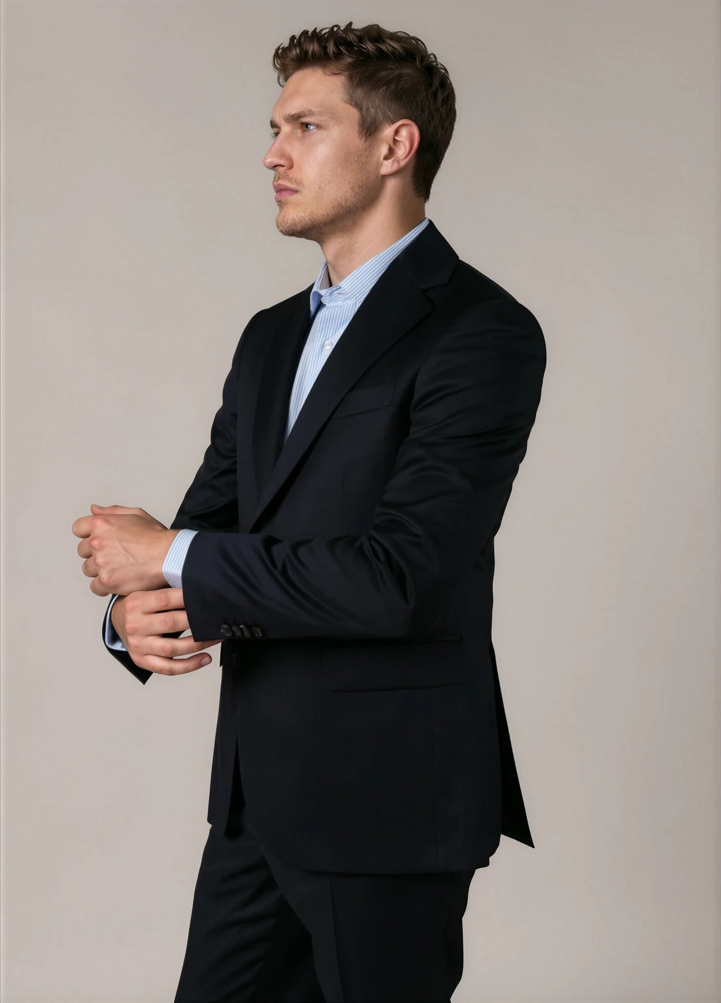 Traje vestir micrograbado azul marino