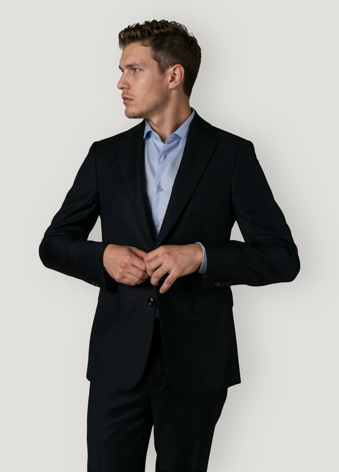 Navy blue Glen plaid suit