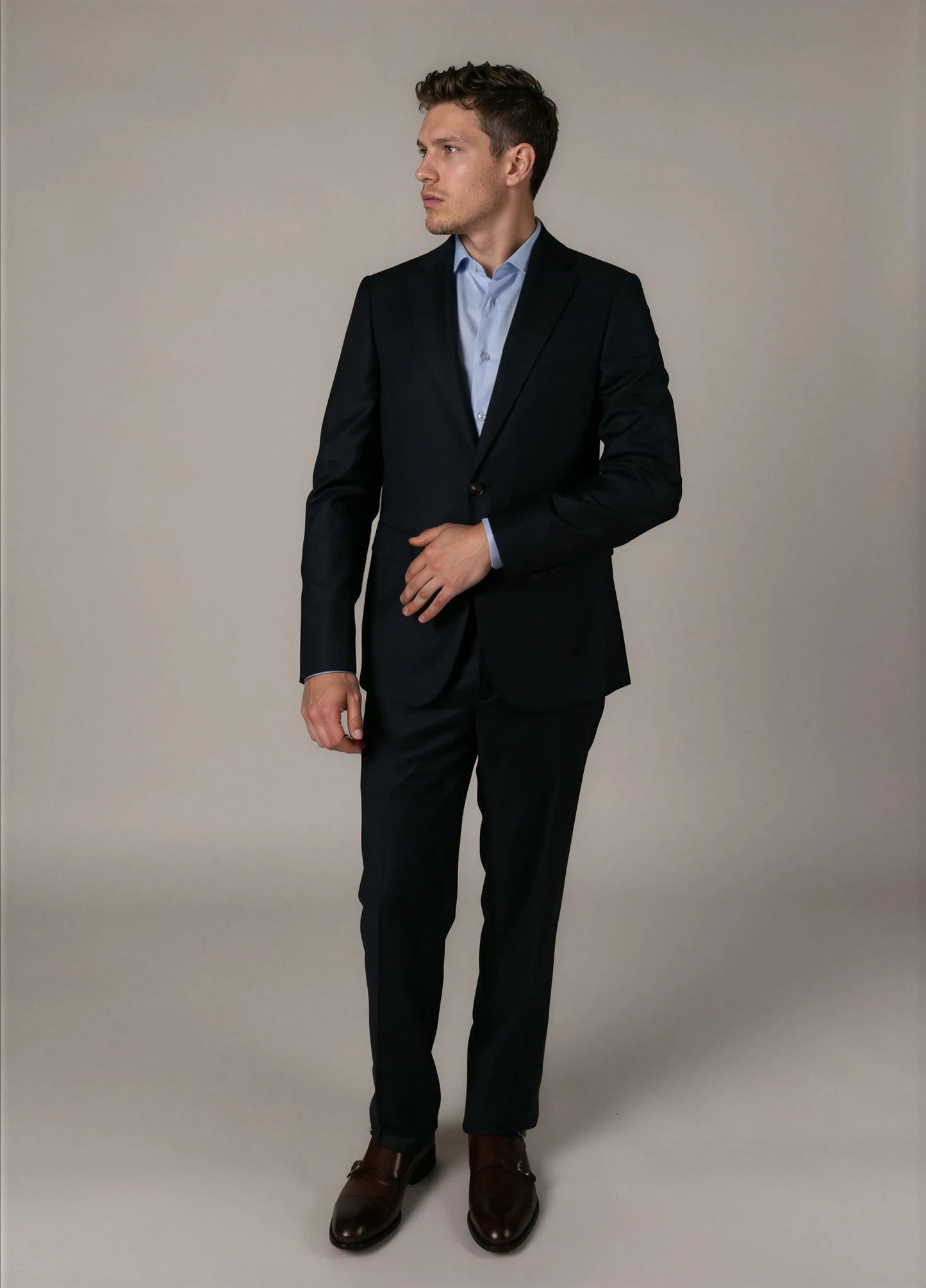 Traje vestir cuadro gales marino