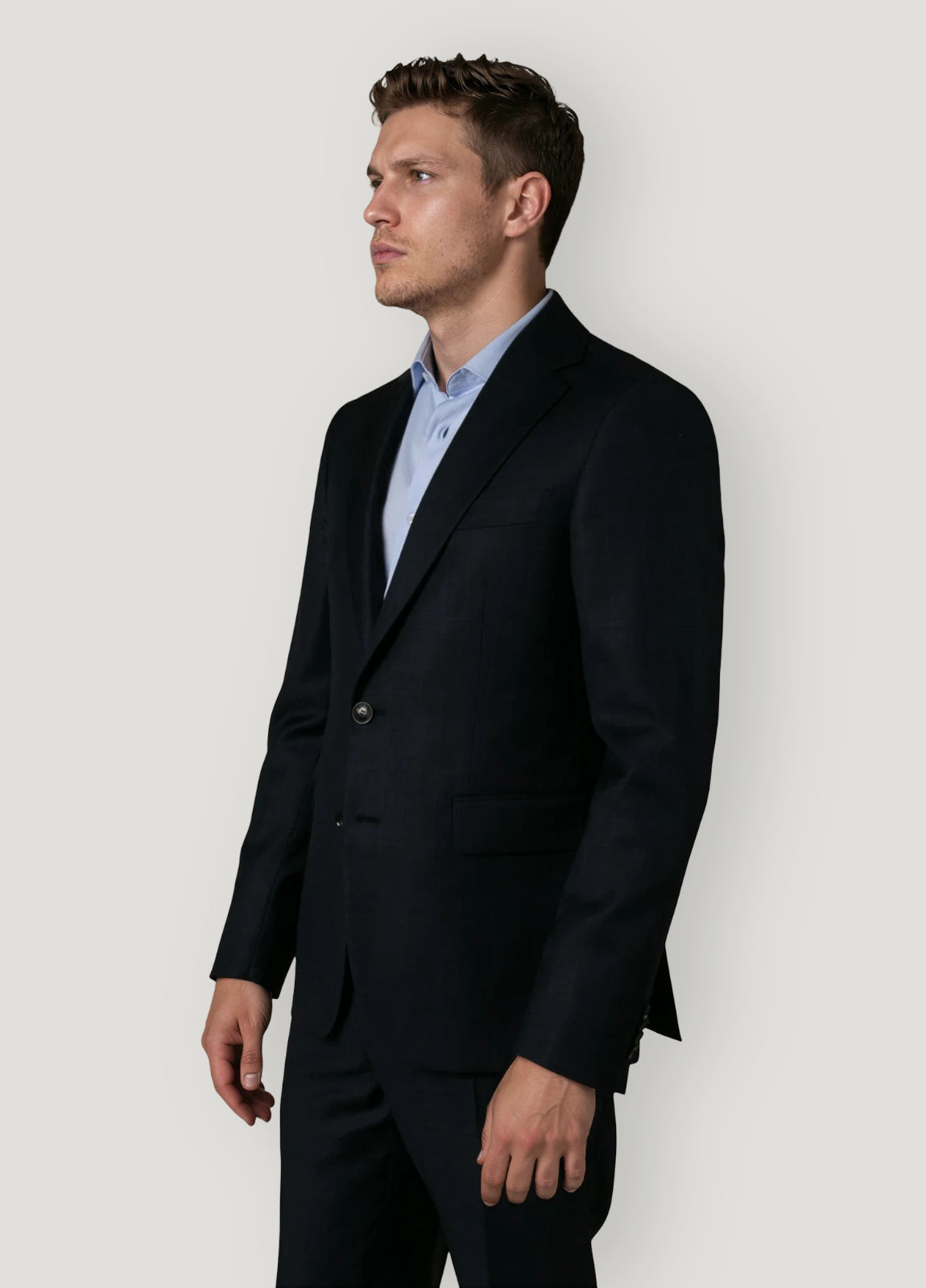Navy blue Glen plaid suit