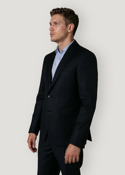 Navy blue Glen plaid suit