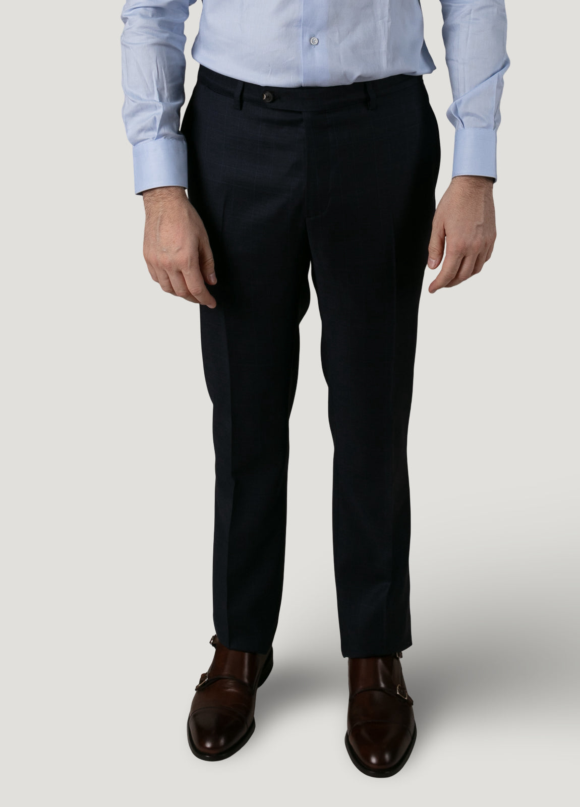 Navy blue Glen plaid suit