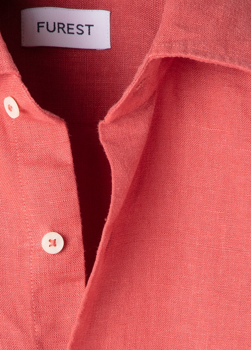 Camisa manga corta lino coral
