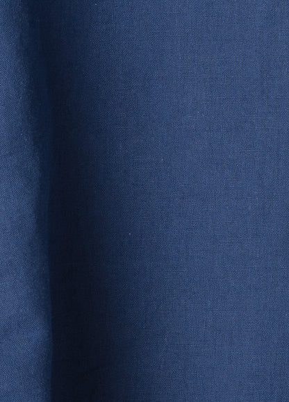 Navy linen and cotton polo shirt
