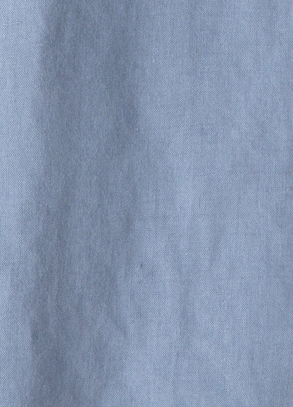 Linen and cotton mandarin collar shirt in blue