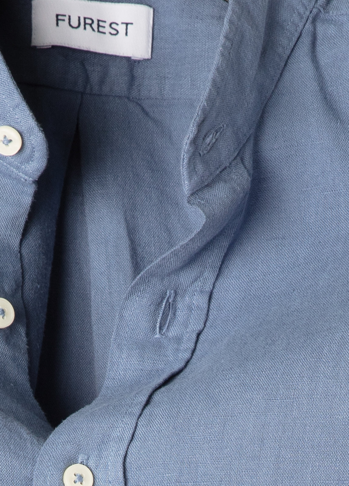 Linen and cotton mandarin collar shirt in blue